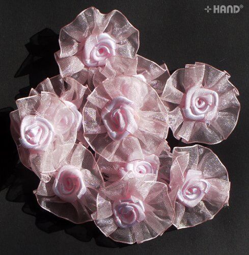 F9 Decorative DIY Craft Assorted Colours Flower Design Trims - pack of 10 (F9-1 Light Pink)