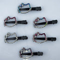 Cute black hair pin barrettes featuring colourful crystal Hello Kitty design.