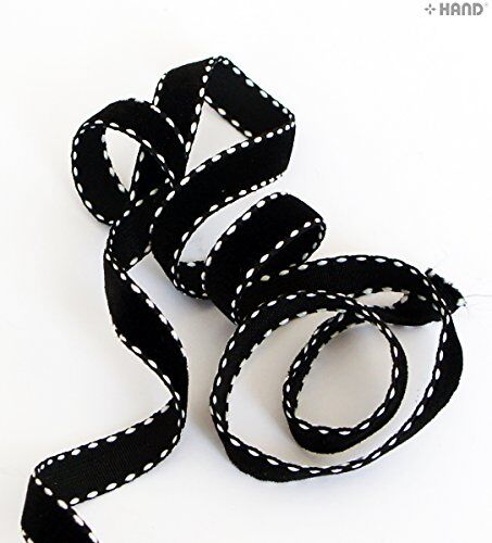20m roll of black and white velvet ribbon trim