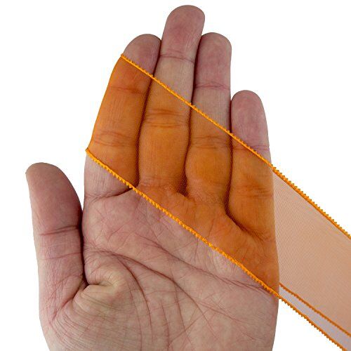 10 metres of orange organza trim displayed on a roll