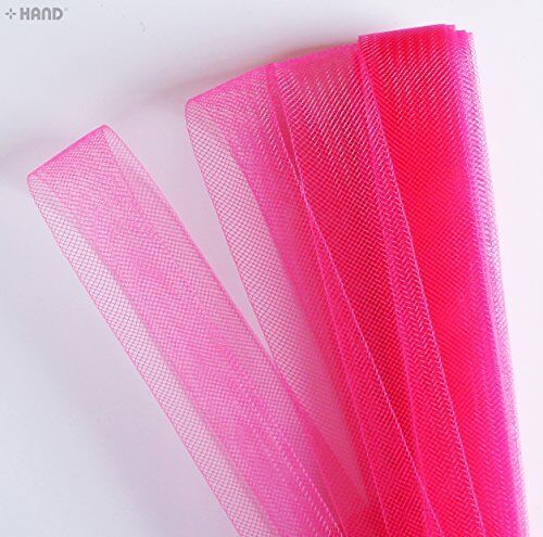 Neon pink nylon crin trim displayed on a white background.