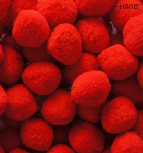 Pack of red POM POMS, approximately 200 pieces, 25 mm size.