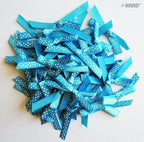 Small blue decorative DIY craft ribbon pre-tied bow
