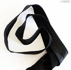 Close-up of 25mm wide black knitted elastic binding