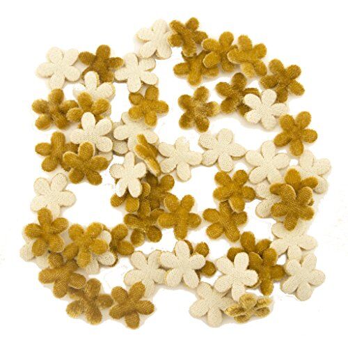 XH-PPH-2 Brown and White Flower Sew On Trims for Clothing and Craft Embellishment - 2 cm Diameter - Pack of 50