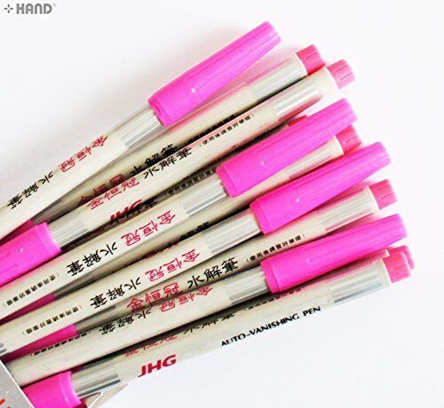 Pack of 12 water erasable pink fabric pens displayed
