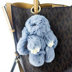 Bunny rabbit keyring charm attached to a handbag