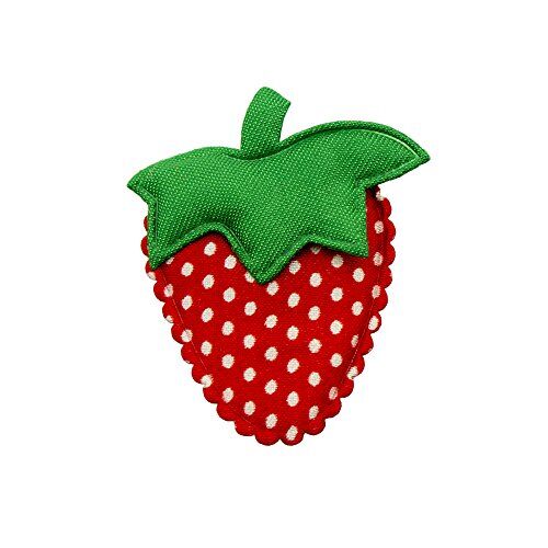 Cute Dotty Strawberry Plush Fabric Sew On Decorations for Clothing Accessories and Craft Projects 5 cm x 4 cm Pack of 6