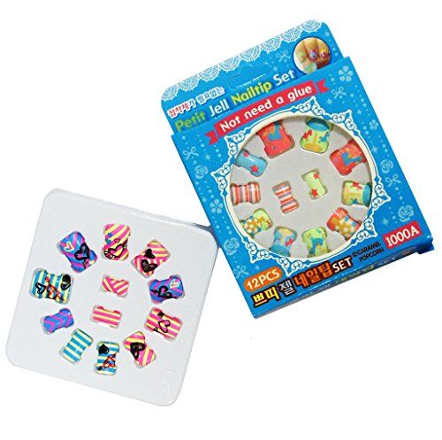 Assorted designs of fun false nail tips for kids in two packs.