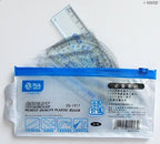 Close-up of the small plastic rulers in various sizes