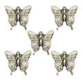 Five silver colour butterfly pendants for jewellery making