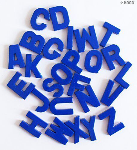Magnetic plate featuring colourful upper case letters for classroom use.