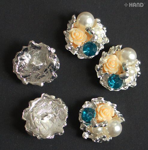 Five elegant look buttons in various colours for sewing projects