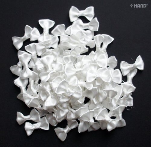 Pack of decorative satin white ribbon bow trims