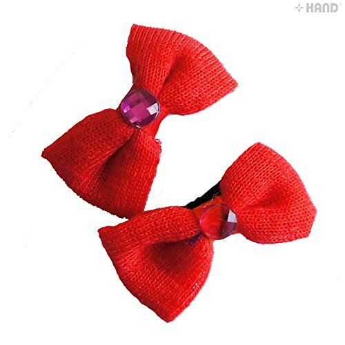 Assorted colours of knitted bow hair clips with rhinestone
