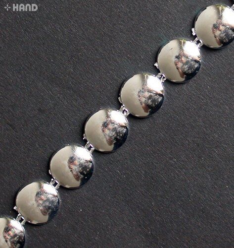 A077 Silver Flat Round Trims displayed on a white background.