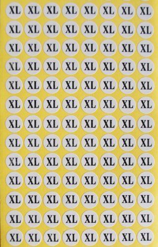 Size"XL" Round Stickers, Garments, Hanger- 1cm Diameter, 10 Sheets - 200 Stickers/Sheet