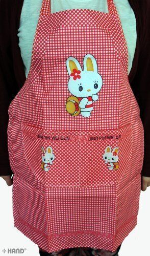 Two waterproof kids' aprons featuring a bunny cartoon design.