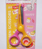Close-up of the safety features on kids' craft scissors