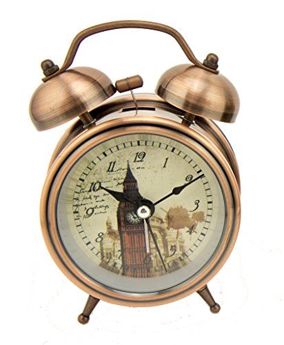 Vintage Big Ben alarm clock in copper tone finish.
