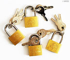 Pack of 4 brass padlocks displayed on a white background