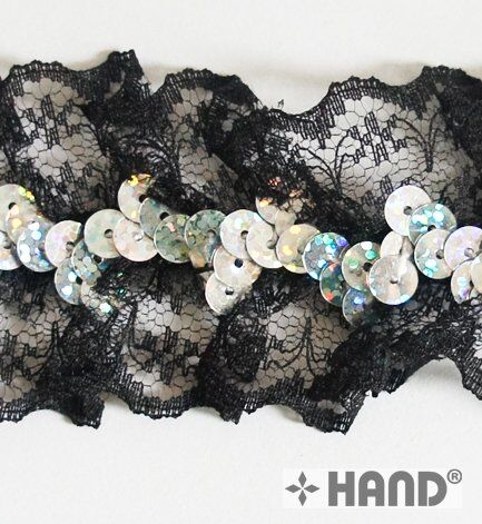 5 metres of white nylon sequin lace elastic trim