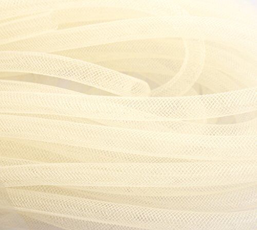 White elastic lightweight millinery tubular crin trim, 8 mm diameter