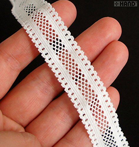 Close-up of 17mm wide knitted stocking elastic