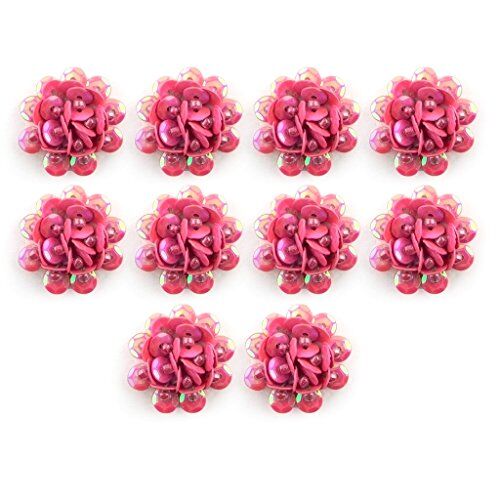 Close-up of No.14 pink sequins sew-on flower trim.