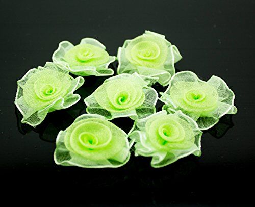 Organza Flower Sew On Trims, Embellishments 30 mm Pack of 10 Bright Green