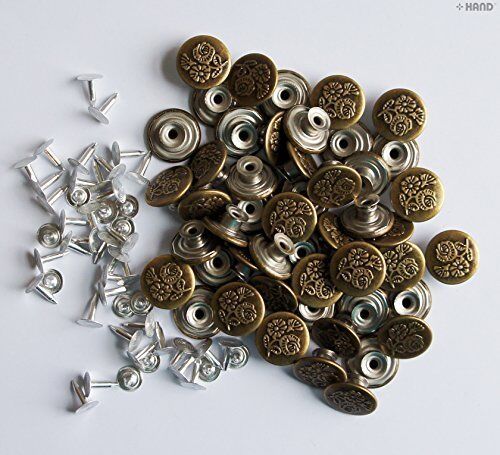 Pack of approximately 50 No6 jeans buttons in vintage gold