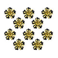Gothic black blossom flower sew-on trim on a white background.