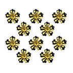 Gothic black blossom flower sew-on trim on a white background.