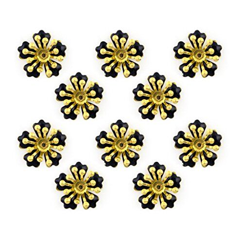 Gothic black blossom flower sew-on trim on a white background.