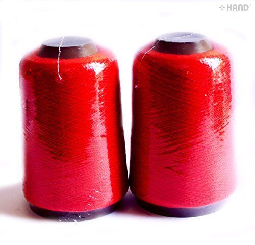 Assorted Colours Sewing Machine 100% Polyester Thread Spool Appx 800m - Pack of 2 (Red)