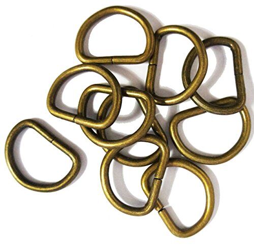 Antique gold metal D shape handbag buckle, 35x26mm, pack of 10.