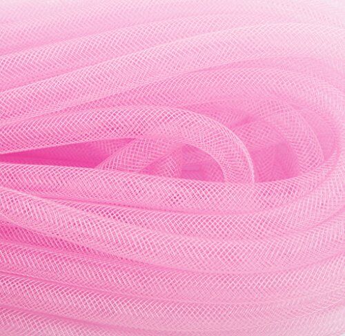 Pale pink elastic lightweight millinery tubular crin trim on a roll