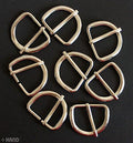Pack of 8 silver tone metal D shape belt handbag buckles