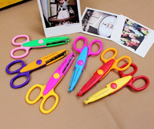 Close-up of stainless steel blades of the zig zag scissors