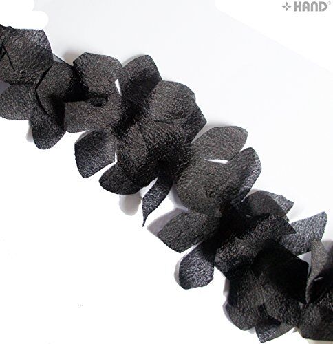 Black decorative leaves nylon trim displayed on a white background