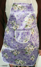 Model wearing the waterproof satin apron and sleeve protectors.