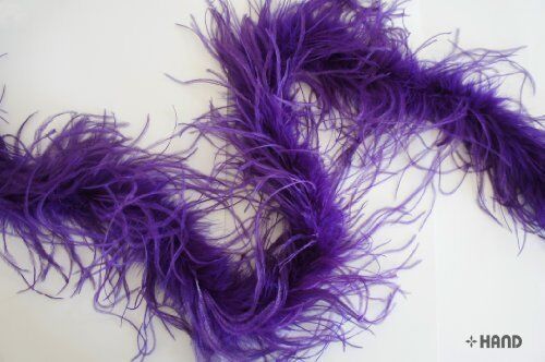 Purple turkey feather boa trim displayed on a white background.