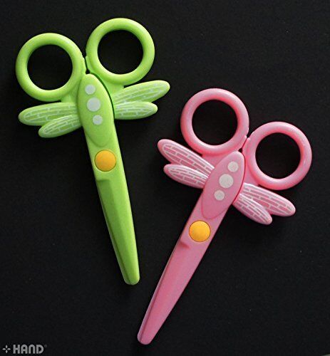 Two pairs of dragonfly shape plastic scissors for kids