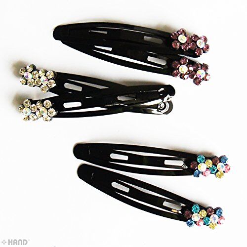 CHC Beautiful Shiny Diamante Crystal Assorted Designs and Colours Hair Clips for All Ages - Pack of 3 Pairs (CHC06)