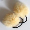 A Pair of Lovely Pom Pom Hair Bands, Decorative Pom Poms w/Band - 2 (Cream)