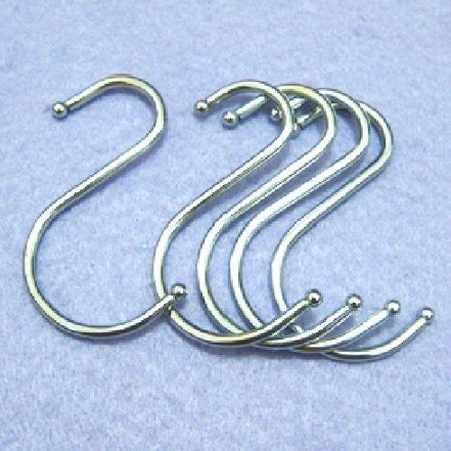 Close-up of a stainless steel S hook showing its sturdy design.