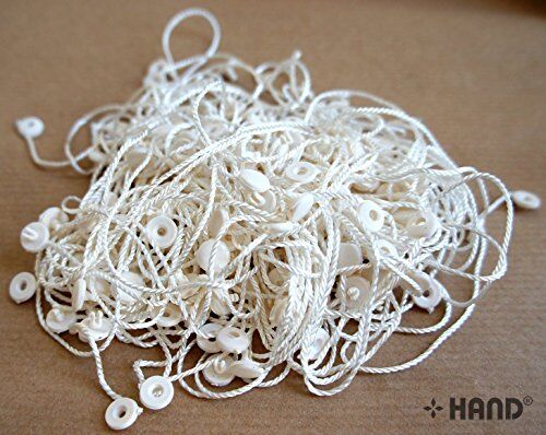 Easy snap fast hang tag with nylon string in silk white.
