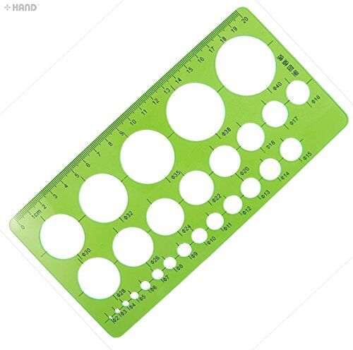Plastic educational drawing template showing various circle sizes.