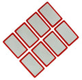 Magnetic badge holder plate in red, 50x30 mm size.