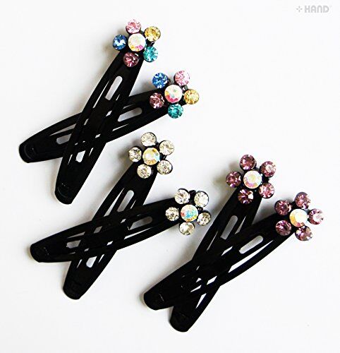 CHC Beautiful Shiny Diamante Crystal Assorted Designs and Colours Hair Clips for All Ages - Pack of 3 Pairs (CHC02)